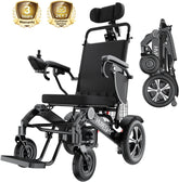10 Miles Electric Intelligent Wheelchairs, Foldable Lightweight Portable All Terrain Power Motorized Wheel Chair, Weight Capacity 270lbs